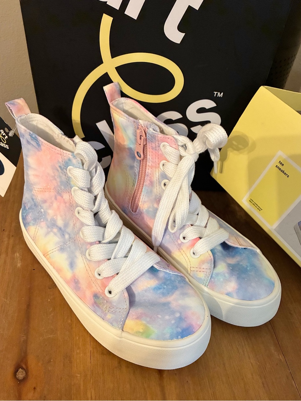 Girls Tie-Dye Pastel High-Top Sneakers